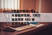 7天高效精通SEO,从基础到实践,5天打造高效率 SEO 体系初学者指南 7天高效精通SEO,从基础到实践,5天打造高效率 SEO 体系初学者指南