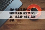 提升精准流量代运营，精准流量代运营技巧分享，提高转化率的高效手段