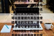 SEO网站代码优化是一种在线技术，旨在通过改进网站的结构和布局来提高搜索引擎排名。通过优化网站代码，可以显著提升其在搜索结果中的可见性，并有助于吸引更多的流量。，SEO优化，构建优秀网站并提高搜索引擎排名的关键步骤