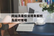 网站流量投诉现象解析及应对策略 网站流量投诉现象解析及应对策略