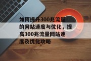 如何提升300兆流量的网站速度与优化,提高300兆流量网站速度及优化攻略 如何提升300兆流量的网站速度与优化,提高300兆流量网站速度及优化攻略