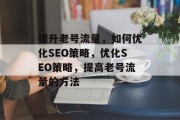 提升老号流量，如何优化SEO策略，优化SEO策略，提高老号流量的方法