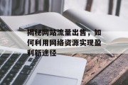揭秘网站流量出售,如何利用网络资源实现盈利新途径 揭秘网站流量出售,如何利用网络资源实现盈利新途径