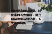 揭秘提高网站流量、转化率的五大策略,提升网站流量与转化率,五大策略解析 揭秘提高网站流量、转化率的五大策略,提升网站流量与转化率,五大策略解析