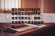 提升网站SEO优化的策略及实战案例分享，搜索引擎优化，策略、实战案例与提高网站排名