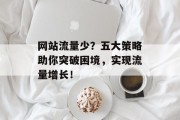 网站流量少?五大策略助你突破困境,实现流量增长! 网站流量少?五大策略助你突破困境,实现流量增长!