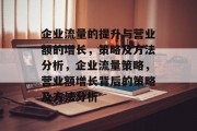 企业流量的提升与营业额的增长,策略及方法分析,企业流量策略,营业额增长背后的策略及方法分析
