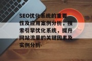 SEO优化系统的重要性及应用案例分析,搜索引擎优化系统,提升网站流量的关键因素及实例分析