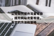 公司如何提升流量等级,提升网站流量等级,有效的方法和策略 公司如何提升流量等级,提升网站流量等级,有效的方法和策略