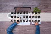 国外网站流量平台分析及建议,国外网站流量分析及提高效率的策略 国外网站流量平台分析及建议,国外网站流量分析及提高效率的策略