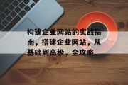 构建企业网站的实战指南,搭建企业网站,从基础到高级,全攻略 构建企业网站的实战指南,搭建企业网站,从基础到高级,全攻略