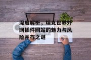深度解析,坦克世界外网插件网站的魅力与风险并存之谜 深度解析,坦克世界外网插件网站的魅力与风险并存之谜