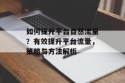 如何提升平台自然流量？有效提升平台流量，策略与方法解析