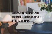 揭秘SEO公司优化网站套路,揭秘黑帽SEO的暗黑世界 揭秘SEO公司优化网站套路,揭秘黑帽SEO的暗黑世界