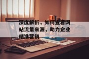 深度解析，如何查看网站流量来源，助力企业精准营销
