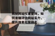 揭秘网站权重查询，如何准确评估网站实力，提升搜索引擎排名