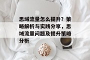 思域流量怎么提升?策略解析与实践分享,思域流量问题及提升策略分析 思域流量怎么提升?策略解析与实践分享,思域流量问题及提升策略分析