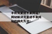 手机流量进不来网站?揭秘解决流量进不来网站的四大方法! 手机流量进不来网站?揭秘解决流量进不来网站的四大方法!