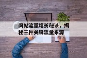 网站流量增长秘诀,揭秘三种关键流量来源 网站流量增长秘诀,揭秘三种关键流量来源