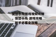愤怒小鸟游戏视频攻略,愤怒小鸟 游戏攻略,新手必看全攻略 愤怒小鸟游戏视频攻略,愤怒小鸟 游戏攻略,新手必看全攻略
