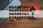 网站流量因子的优化策略及其对企业的影响,网站流量因子优化,企业流量关键及影响因素分析 网站流量因子的优化策略及其对企业的影响,网站流量因子优化,企业流量关键及影响因素分析