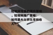短视频流量的提升策略，短视频推广策略: 如何最大化转化率和收入?