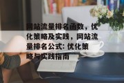 网站流量排名函数,优化策略及实践,网站流量排名公式: 优化策略与实践指南 网站流量排名函数,优化策略及实践,网站流量排名公式: 优化策略与实践指南