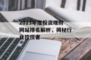 2023年度投资理财网站排名解析,揭秘行业佼佼者 2023年度投资理财网站排名解析,揭秘行业佼佼者