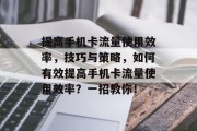 提高手机卡流量使用效率,技巧与策略,如何有效提高手机卡流量使用效率?一招教你! 提高手机卡流量使用效率,技巧与策略,如何有效提高手机卡流量使用效率?一招教你!