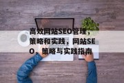 高效网站SEO管理,策略和实践,网站SEO,策略与实践指南 高效网站SEO管理,策略和实践,网站SEO,策略与实践指南