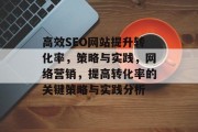 高效SEO网站提升转化率，策略与实践，网络营销，提高转化率的关键策略与实践分析