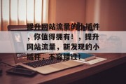 提升网站流量的小插件，你值得拥有！，提升网站流量，新发现的小插件，不容错过！