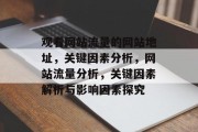观看网站流量的网站地址,关键因素分析,网站流量分析,关键因素解析与影响因素探究 观看网站流量的网站地址,关键因素分析,网站流量分析,关键因素解析与影响因素探究