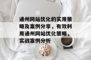 通州网站优化的实用策略及案例分享,有效利用通州网站优化策略,实战案例分析 通州网站优化的实用策略及案例分享,有效利用通州网站优化策略,实战案例分析