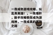 一夜成熟游戏攻略,玩出真英雄!,一夜爆肝,新手攻略教你成为游戏神,一夜成真的英雄之路