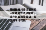 花钱提升抖音流量等级—有效的方法和策略，提升抖音流量等级，如何科学地花钱