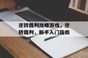 逆转裁判攻略游戏，逆转裁判，新手入门指南