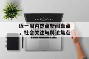 近一周内热点新闻盘点,社会关注与舆论焦点 近一周内热点新闻盘点,社会关注与舆论焦点