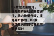 lte数据流量提升,保障用户体验的重要途径,助力流量升级,提升用户体验,lte数据流量关键路径分析与策略探讨 lte数据流量提升,保障用户体验的重要途径,助力流量升级,提升用户体验,lte数据流量关键路径分析与策略探讨