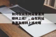 如何在山东网站备案并顺利上线？，山东网站备案及顺利上线攻略
