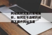 网站截取流量的策略解析,如何在不违规的前提下提升网站流量 网站截取流量的策略解析,如何在不违规的前提下提升网站流量