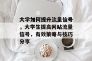 大学如何提升流量信号,大学生提高网站流量信号,有效策略与技巧分享 大学如何提升流量信号,大学生提高网站流量信号,有效策略与技巧分享
