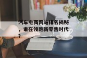 汽车电商网站排名揭秘,谁在领跑新零售时代? 汽车电商网站排名揭秘,谁在领跑新零售时代?