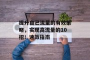 提升自己流量的有效策略，实现高流量的10招！速效指南
