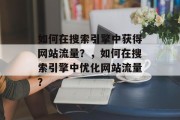 如何在搜索引擎中获得网站流量?,如何在搜索引擎中优化网站流量? 如何在搜索引擎中获得网站流量?,如何在搜索引擎中优化网站流量?