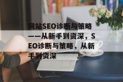 网站SEO诊断与策略——从新手到资深,SEO诊断与策略,从新手到资深 网站SEO诊断与策略——从新手到资深,SEO诊断与策略,从新手到资深