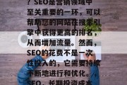 SEO优化网站多少钱？SEO是营销领域中至关重要的一环，可以帮助您的网站在搜索引擎中获得更高的排名，从而增加流量。然而，SEO的花费不是一次性投入的，它需要持续不断地进行和优化。，SEO，长期投资成本与流量回报比