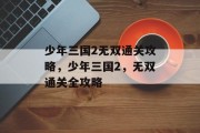 少年三国2无双通关攻略，少年三国2，无双通关全攻略