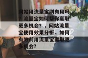 网站用流量宝刷有用吗?流量宝如何帮你赢取更多机会?,网站流量宝使用效果分析,如何有效利用流量宝赢取更多机会? 网站用流量宝刷有用吗?流量宝如何帮你赢取更多机会?,网站流量宝使用效果分析,如何有效利用流量宝赢取更多机会?