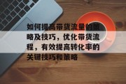 如何提高带货流量的策略及技巧,优化带货流程,有效提高转化率的关键技巧和策略 如何提高带货流量的策略及技巧,优化带货流程,有效提高转化率的关键技巧和策略